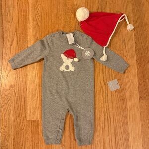 Tahari Gray One Piece with White Bear + Red Hat Separate
